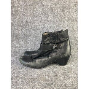 Fluchos Ligero Ankle Boots Women's EU 41 Black Leather Made in Spain Buckle